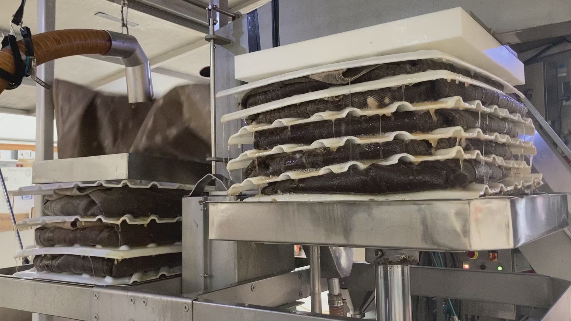 Load video: Pressing Apple Cider using our rack &amp; cloth press.